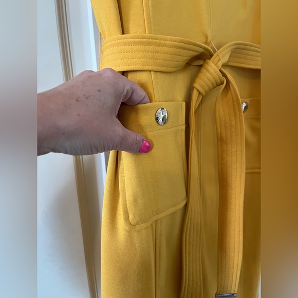 Tommy Hilfiger Rich Yellow Belted Mid Length Dress Women’s size 10 - Picture 7 of 16